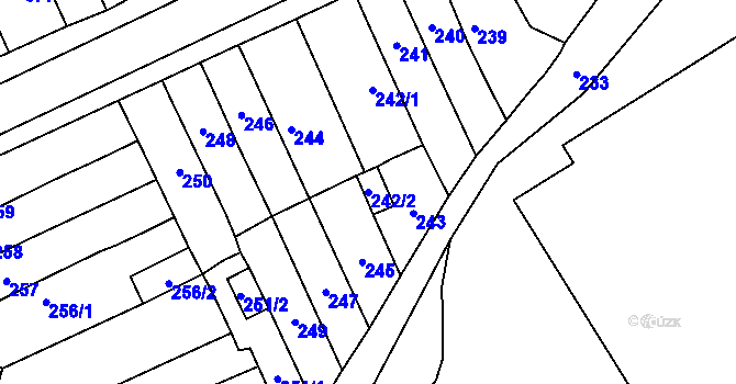 Parcela st. 242/2 v KÚ Hlubočky, Katastrální mapa