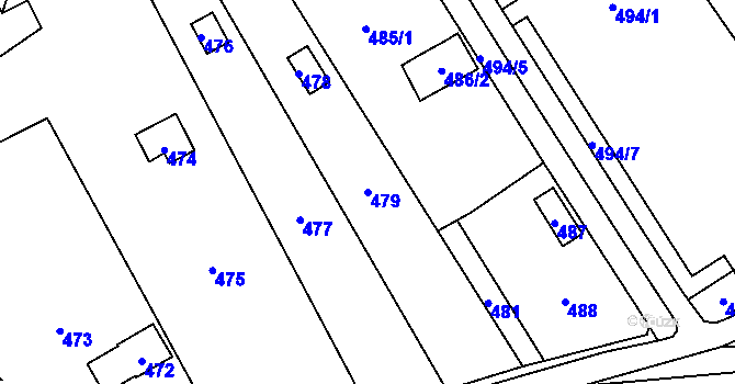 Parcela st. 479 v KÚ Hlubočky, Katastrální mapa