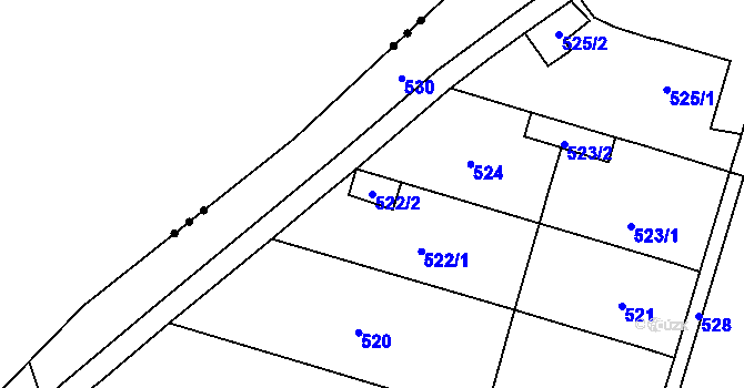 Parcela st. 522/2 v KÚ Hlubočky, Katastrální mapa