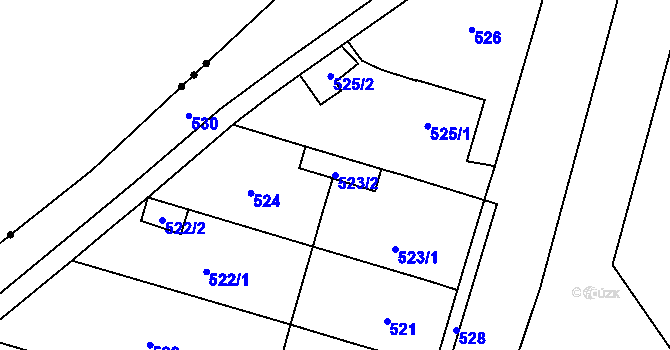 Parcela st. 523/2 v KÚ Hlubočky, Katastrální mapa