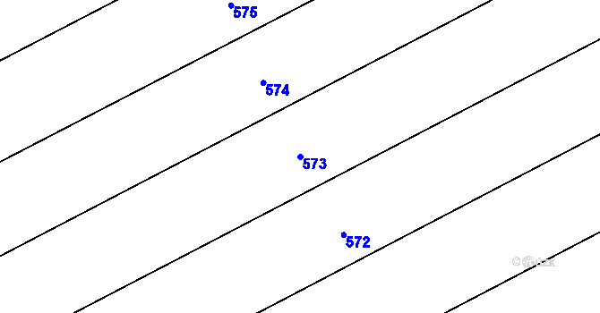 Parcela st. 573 v KÚ Hlubočky, Katastrální mapa