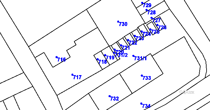 Parcela st. 719 v KÚ Hlubočky, Katastrální mapa