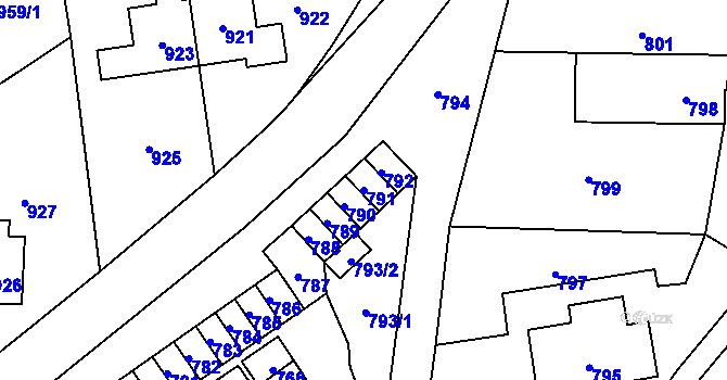 Parcela st. 791 v KÚ Hlubočky, Katastrální mapa