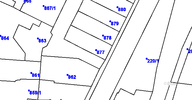 Parcela st. 877 v KÚ Hlubočky, Katastrální mapa