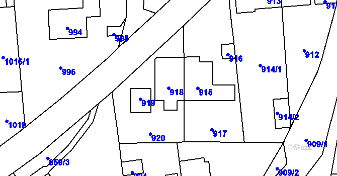Parcela st. 918 v KÚ Hlubočky, Katastrální mapa