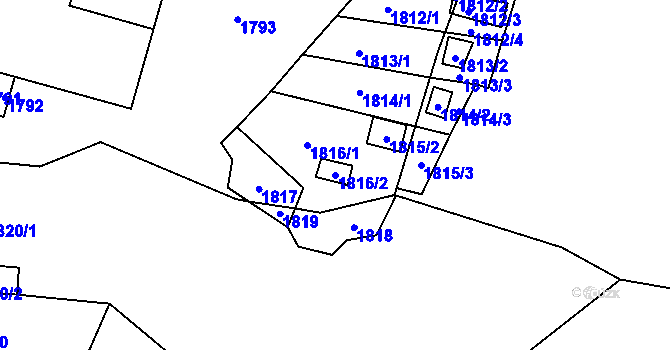 Parcela st. 1816/2 v KÚ Hlubočky, Katastrální mapa