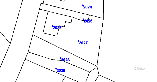 Parcela st. 2027 v KÚ Hlubočky, Katastrální mapa