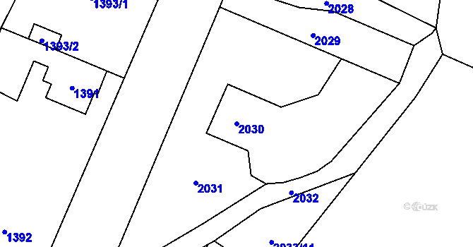 Parcela st. 2030 v KÚ Hlubočky, Katastrální mapa