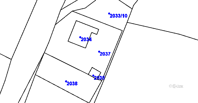 Parcela st. 2037 v KÚ Hlubočky, Katastrální mapa