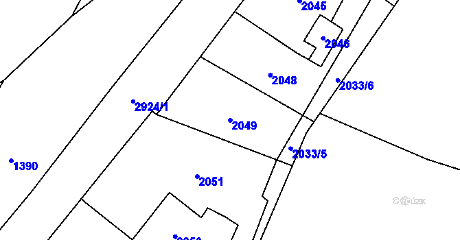 Parcela st. 2049 v KÚ Hlubočky, Katastrální mapa
