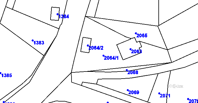 Parcela st. 2064 v KÚ Hlubočky, Katastrální mapa