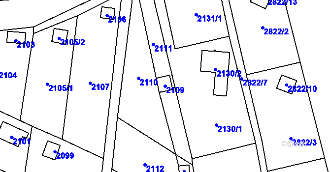 Parcela st. 2109 v KÚ Hlubočky, Katastrální mapa