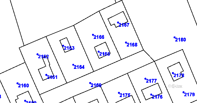 Parcela st. 2165 v KÚ Hlubočky, Katastrální mapa
