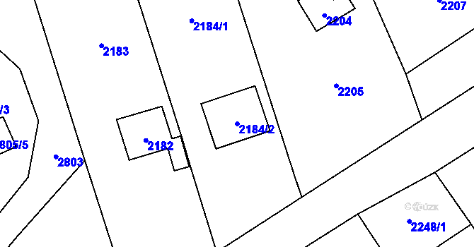 Parcela st. 2184/2 v KÚ Hlubočky, Katastrální mapa
