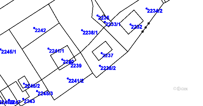 Parcela st. 2237 v KÚ Hlubočky, Katastrální mapa