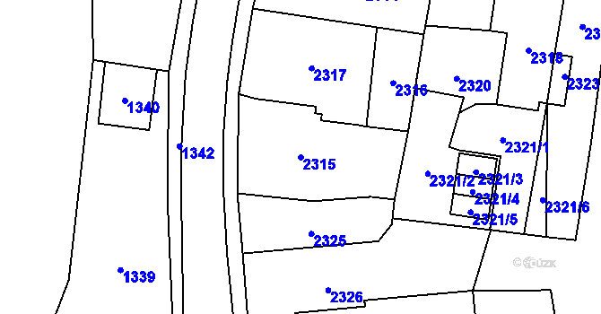 Parcela st. 2315 v KÚ Hlubočky, Katastrální mapa