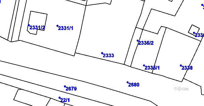 Parcela st. 2333 v KÚ Hlubočky, Katastrální mapa