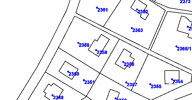 Parcela st. 2358 v KÚ Hlubočky, Katastrální mapa