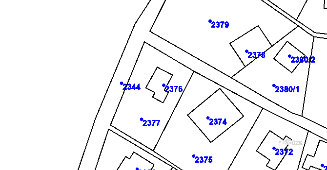 Parcela st. 2376 v KÚ Hlubočky, Katastrální mapa