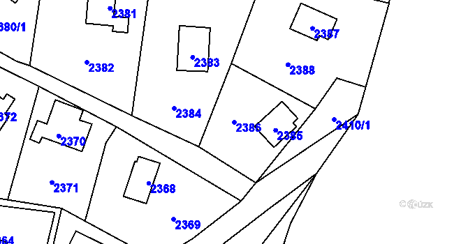 Parcela st. 2386 v KÚ Hlubočky, Katastrální mapa