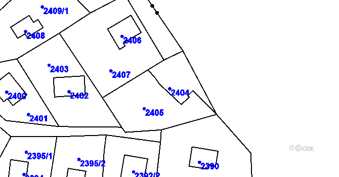 Parcela st. 2404 v KÚ Hlubočky, Katastrální mapa