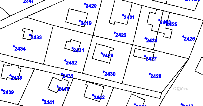 Parcela st. 2429 v KÚ Hlubočky, Katastrální mapa
