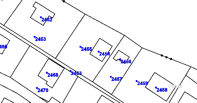 Parcela st. 2454 v KÚ Hlubočky, Katastrální mapa