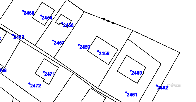 Parcela st. 2458 v KÚ Hlubočky, Katastrální mapa