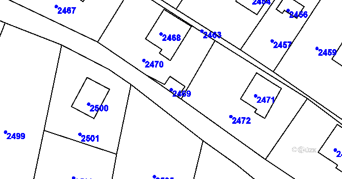 Parcela st. 2469 v KÚ Hlubočky, Katastrální mapa