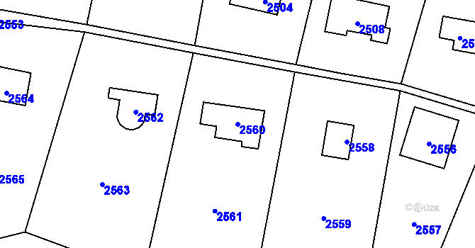 Parcela st. 2560 v KÚ Hlubočky, Katastrální mapa