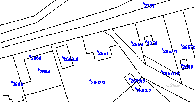 Parcela st. 2661 v KÚ Hlubočky, Katastrální mapa