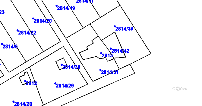 Parcela st. 2813 v KÚ Hlubočky, Katastrální mapa