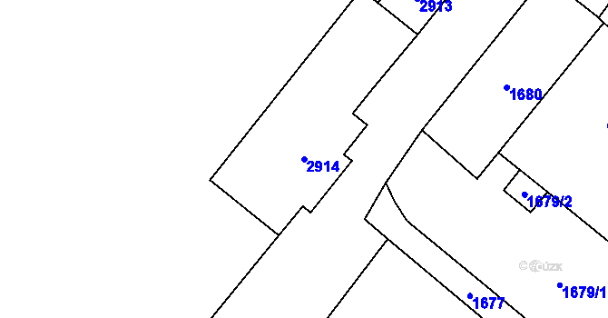 Parcela st. 2914 v KÚ Hlubočky, Katastrální mapa