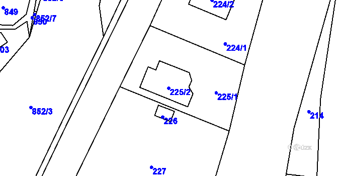 Parcela st. 225/2 v KÚ Hlubočky, Katastrální mapa