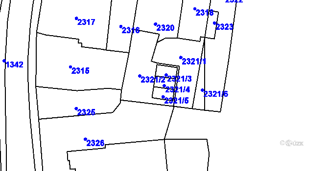 Parcela st. 2321/4 v KÚ Hlubočky, Katastrální mapa