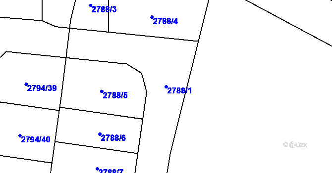 Parcela st. 2788/1 v KÚ Hlubočky, Katastrální mapa