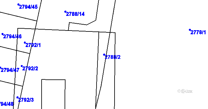 Parcela st. 2788/2 v KÚ Hlubočky, Katastrální mapa