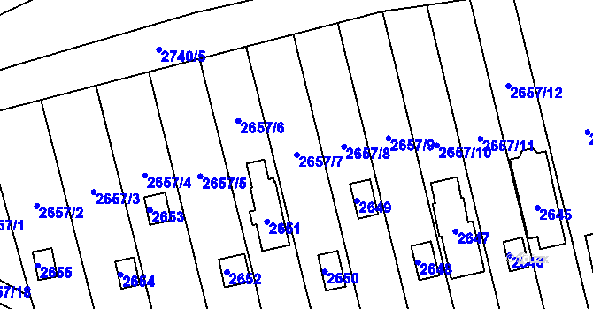 Parcela st. 2657/7 v KÚ Hlubočky, Katastrální mapa