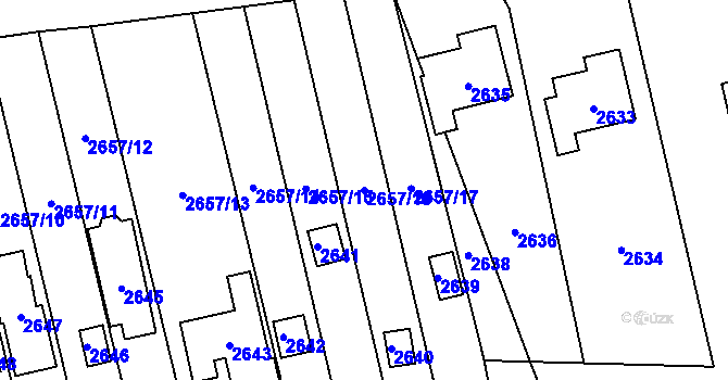 Parcela st. 2657/16 v KÚ Hlubočky, Katastrální mapa