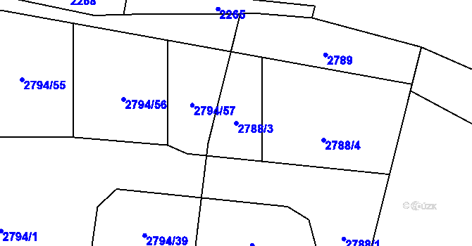 Parcela st. 2788/3 v KÚ Hlubočky, Katastrální mapa