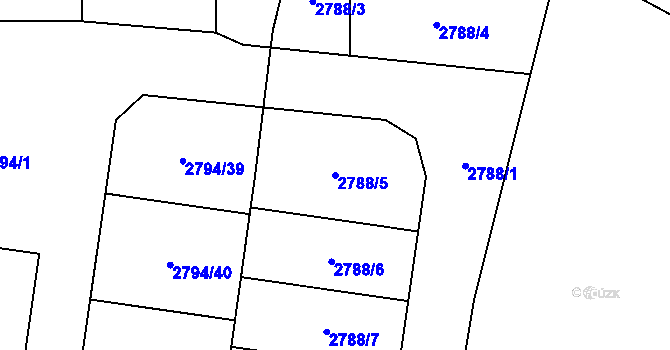 Parcela st. 2788/5 v KÚ Hlubočky, Katastrální mapa