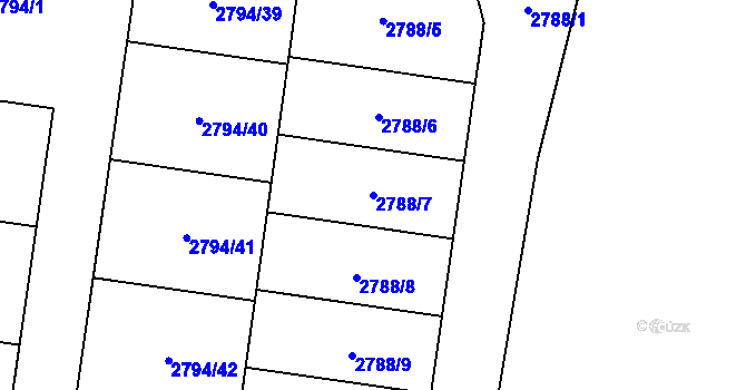 Parcela st. 2788/7 v KÚ Hlubočky, Katastrální mapa