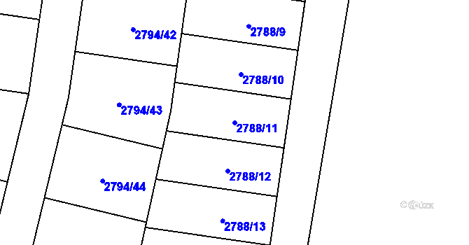 Parcela st. 2788/11 v KÚ Hlubočky, Katastrální mapa