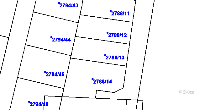Parcela st. 2788/13 v KÚ Hlubočky, Katastrální mapa