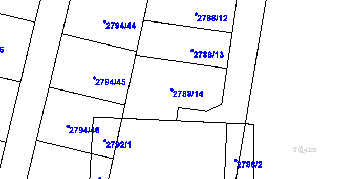 Parcela st. 2788/14 v KÚ Hlubočky, Katastrální mapa