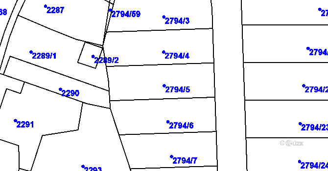 Parcela st. 2794/5 v KÚ Hlubočky, Katastrální mapa