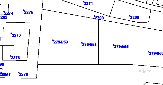 Parcela st. 2794/54 v KÚ Hlubočky, Katastrální mapa