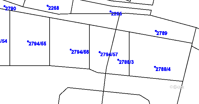 Parcela st. 2794/57 v KÚ Hlubočky, Katastrální mapa