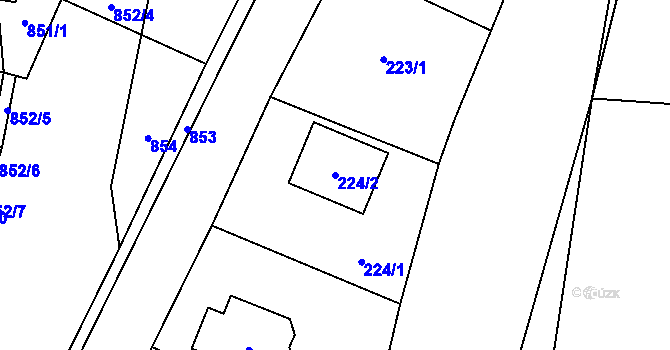 Parcela st. 224/2 v KÚ Hlubočky, Katastrální mapa