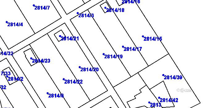 Parcela st. 2814/19 v KÚ Hlubočky, Katastrální mapa